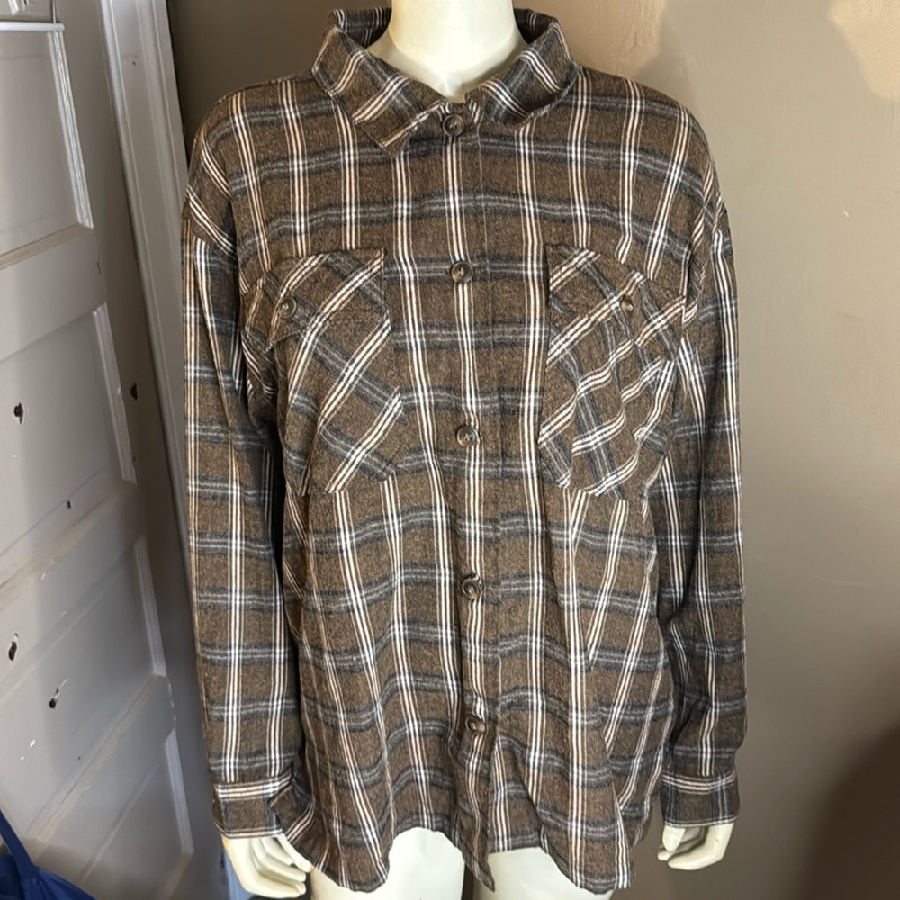ASHLEY BY 26 INTERNATIONAL Plaid Flannel Shirt Utility Collection Size XL